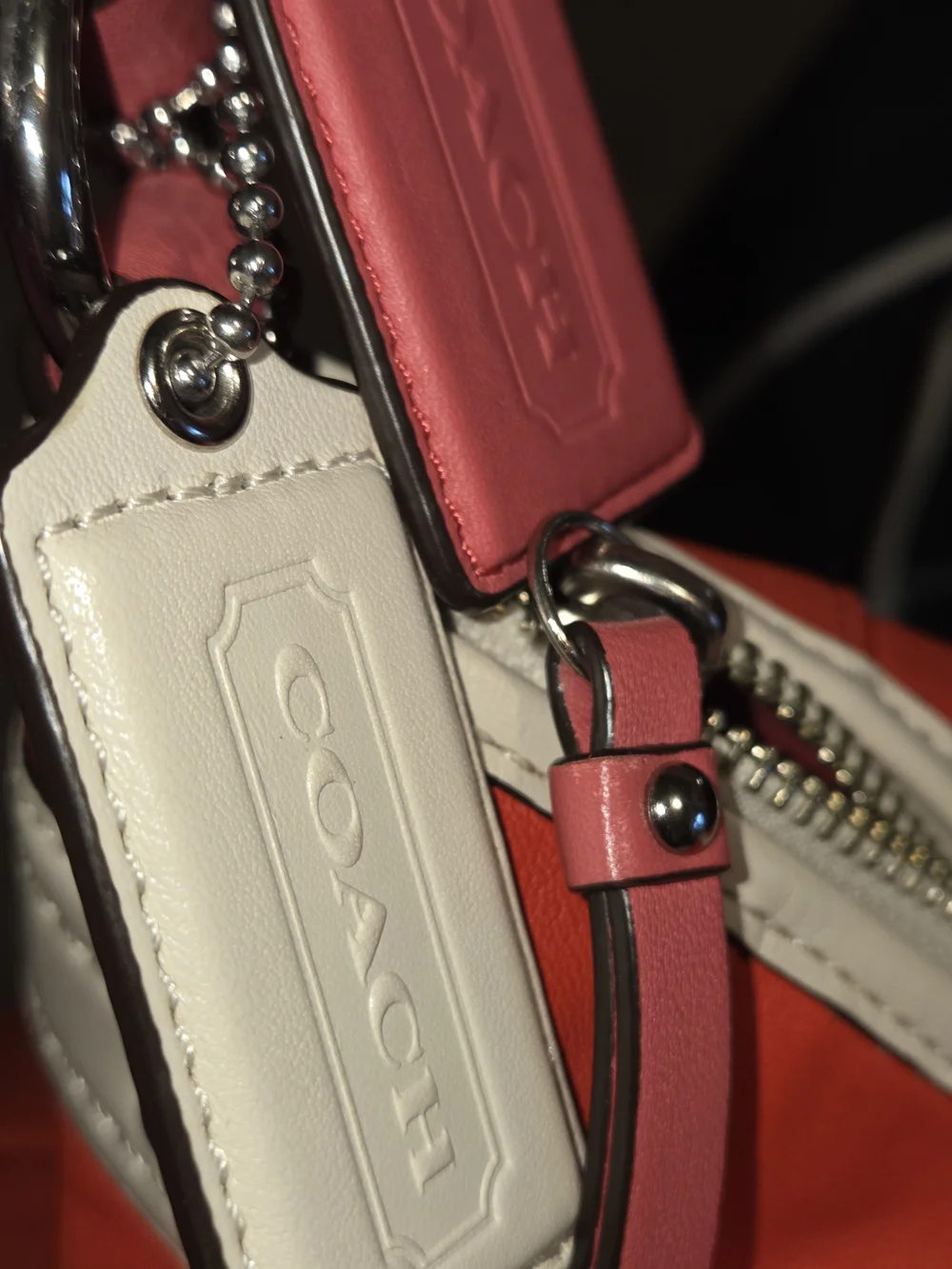Coach Coral Leather Shoulder Hobo with Cream Accent - Picture 7 of 12